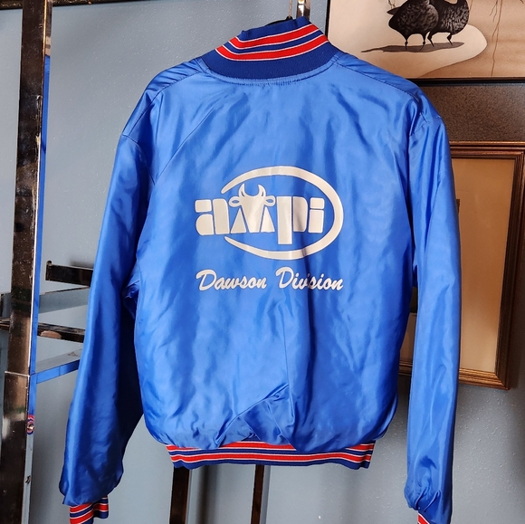 💙 Vintage AMPI Dawson Bomber Jacket Lonnie L 🐂 - Picture 2 of 8